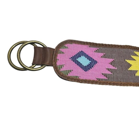 3D Belt Co. size medium Southwestern Loomed Fabric wide Belt tribal print - Picture 12 of 13